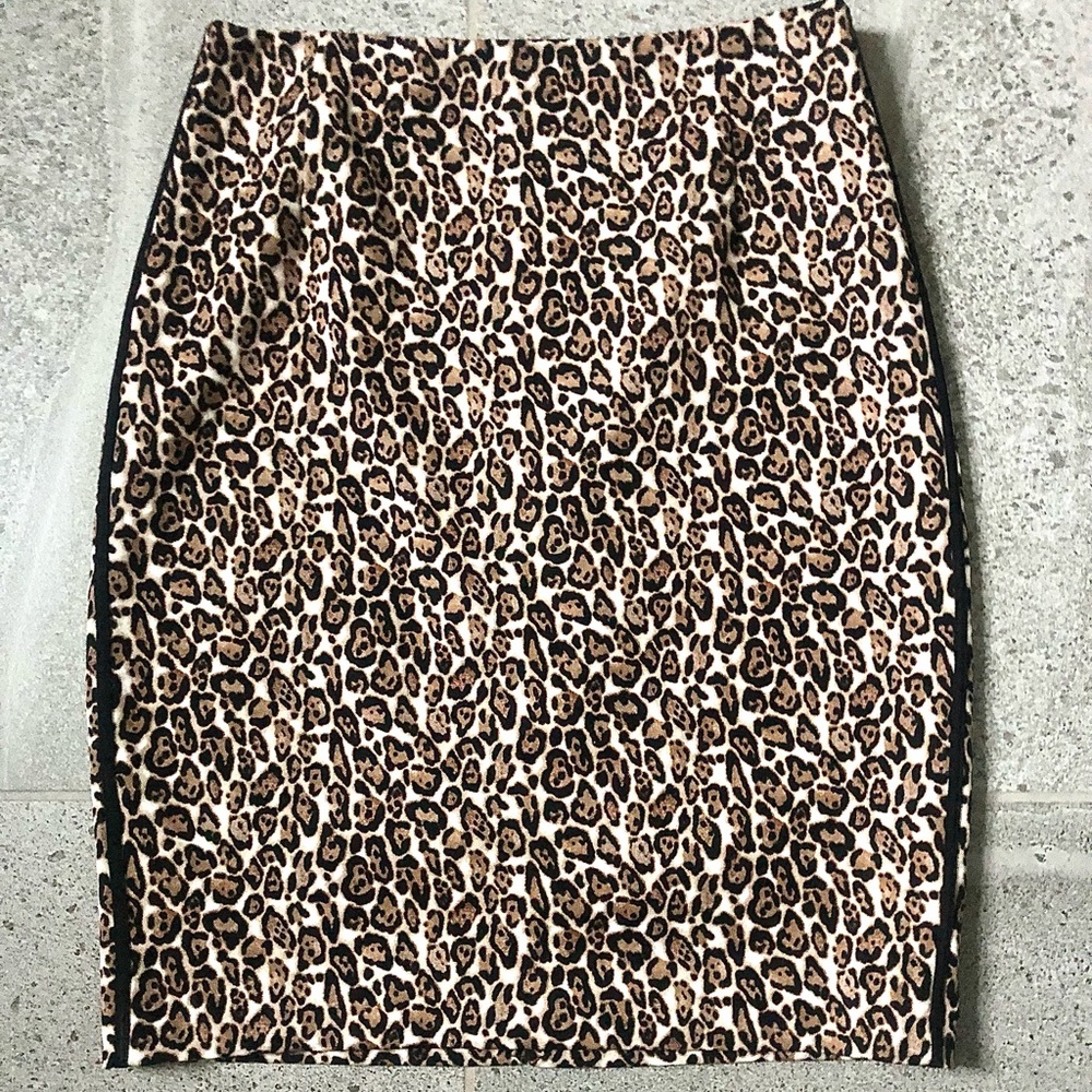 WHBM White House Black Market animal print pencil skirt.